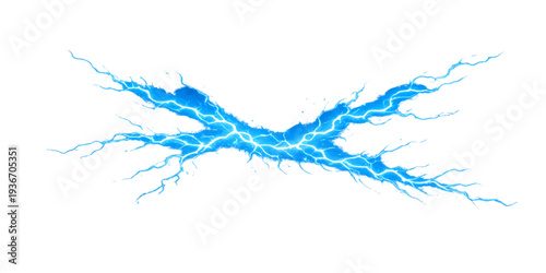 Abstract a striking electric blue lightning bolt flashes, the dramatic energy of the storm. The bolt's jagged silhouette contrasts against the atmospheric tension.