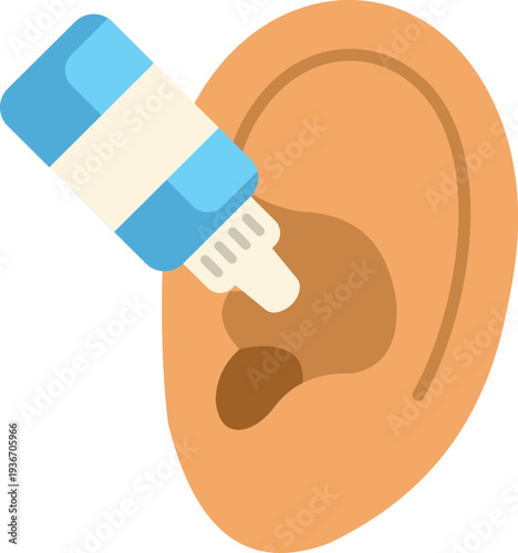 Ear receiving drops from a dropper for medical treatment