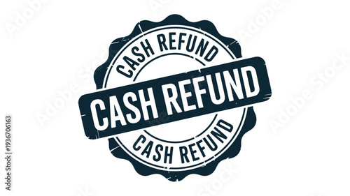 Refund icon with cash refund text in blue color