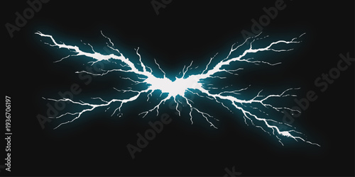 Electric Lightning strikes against a black backdrop, showcasing nature's awesome power.