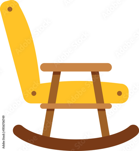 Yellow rocking chair with wooden frame for relaxation and comfort