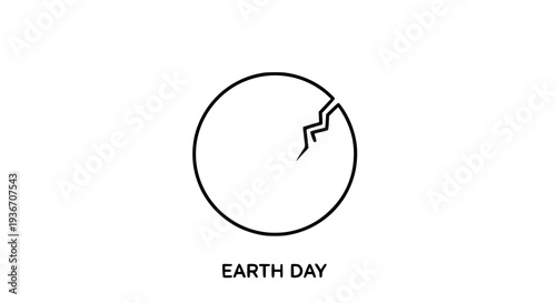 Stylized cracked planet Earth outline icon representing environmental vulnerability and global awareness