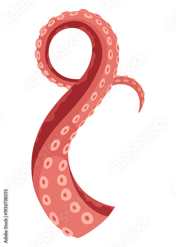 Octopus tentacles or sea squid icon. Spooky marine monster arm on white background. Vector cartoon underwater animal