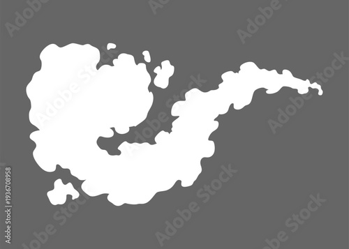 Smoke cloud icon. Vector special effect of puff or steam cloud. Fire blast, smog or fume. Dust or vapor template. Cartoon design white element of comic book