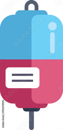 Iv bag containing blood, used for infusion, transvusion, and medical healthcare