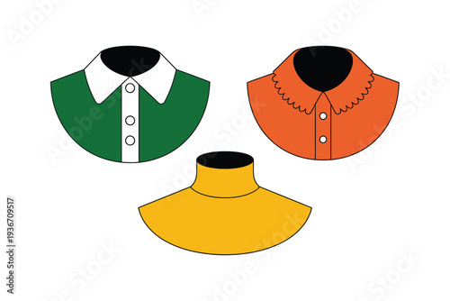 A shirt collar icon set with different styles and colors available
