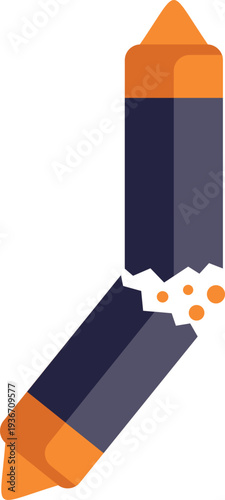 Broken graphite pencil icon showing failure, mistake, or creative challenge