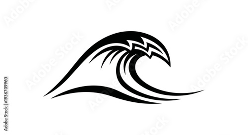 Black and White Wave Illustration Design.