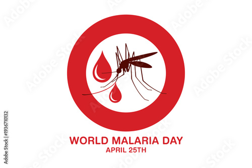 Malaria awareness logo with mosquito and blood drop on World Malaria Day