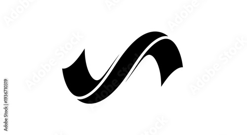 Black Curved Ribbon Wave Shape Design.