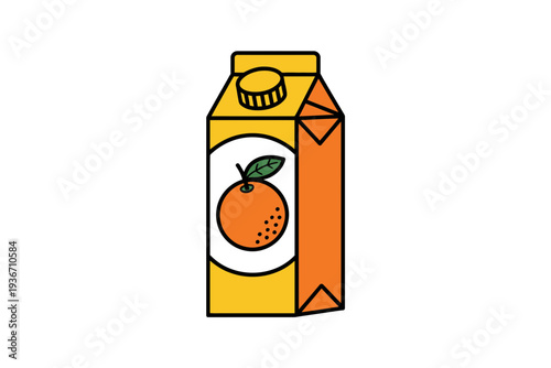 An orange juice carton vector illustration with a simple design