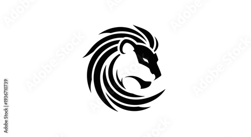 Black Lion Head Logo Design Illustration.