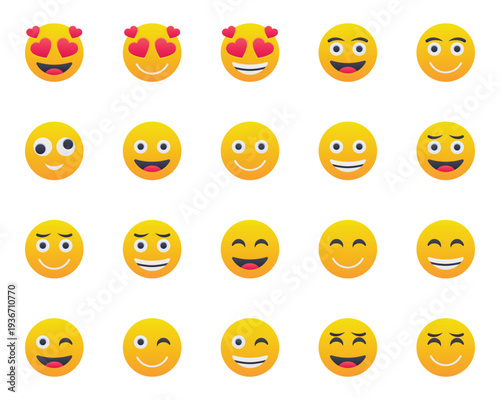 Gradient color icons set for Emojis, smiley, emotion