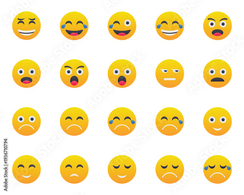 Gradient color icons set for Emojis, smiley, emotion