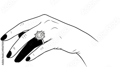 Elegant hand with a sparkling diamond ring