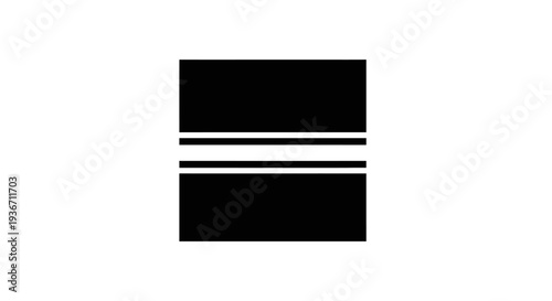 Black Square Icon with White Stripes.