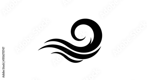 Black Swirling Wave Illustration Design Element.