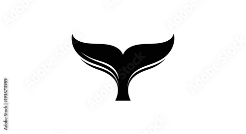 Black Whale Tail Silhouette Icon.