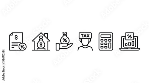 Tax icons vector illustration with calculator and money bag