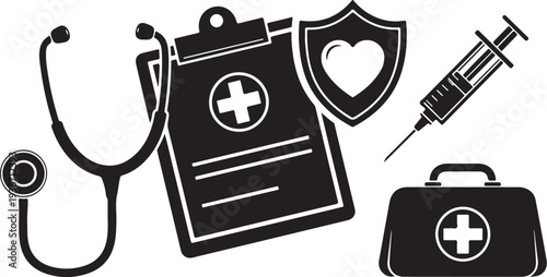 Medical icons and symbols for healthcare and medicine concept