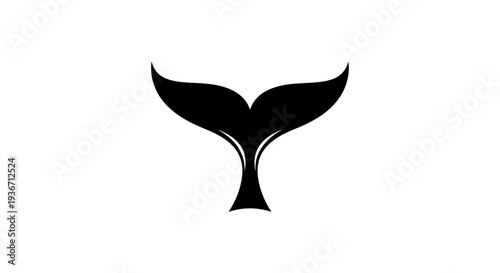 Whale Tail Silhouette Isolated on White.