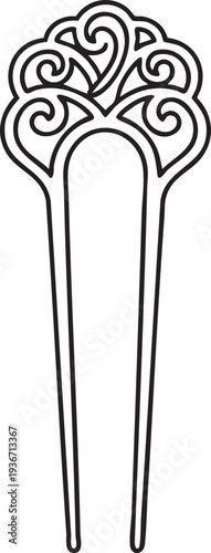 Filigree Hair Pin and Decorative U-Shaped Hair Accessory Silhouettes