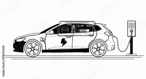 Electric car charging station with battery status display