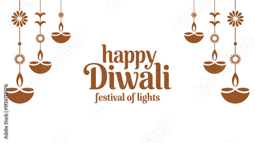 Diwali festival of lights with traditional Indian clay lamps illustration