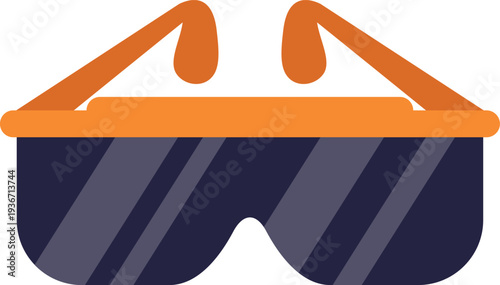 Flat design illustration of trendy dark sunglasses with orange frame on white background