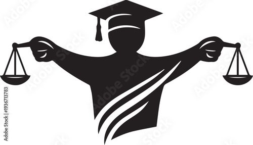 Graduation cap and scales vector illustration