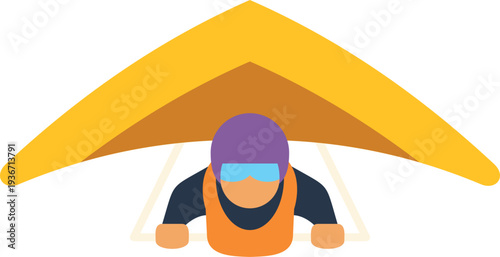 Person soaring through the air under a bright yellow hang glider, symbolizing freedom and adventure