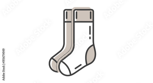 Comfortable Pair of Grey and White Socks Isolated on a White Background.