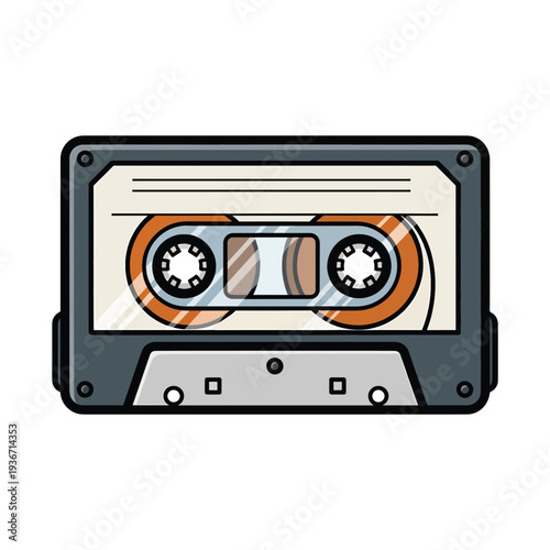 A cartoon illustration of a cassette tape
