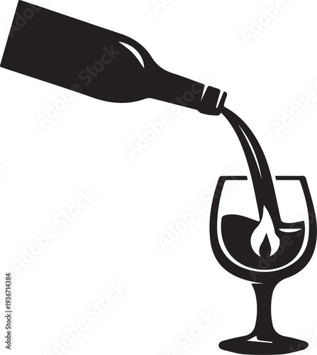 Wine pouring vector illustration