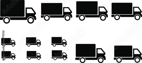 Delivery truck silhouette icon set cargo transport vehicle shipping logistics service vector collection pack