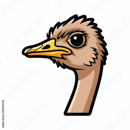 A cartoon ostrich head