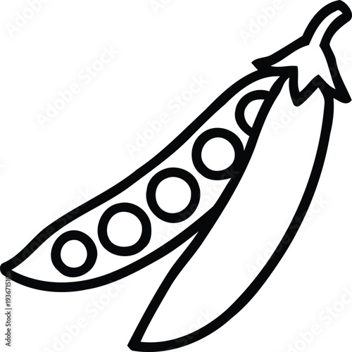 Peas in pod vector line art illustration. fresh green vegetable for healthy cooking and dietary needs