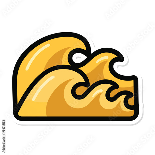 A cartoon-style golden wave
