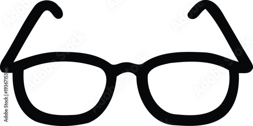 Black outline eyeglasses, reading glasses icon on transparent background, eyewear accessory, optical equipment