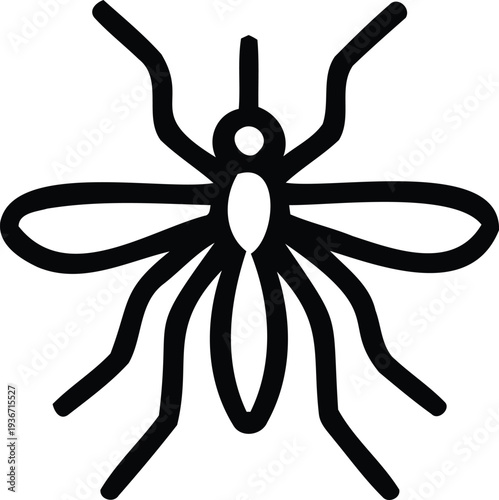 Mosquito insect icon line art vector illustration of pest bug with long legs and wings isolated on transparent background