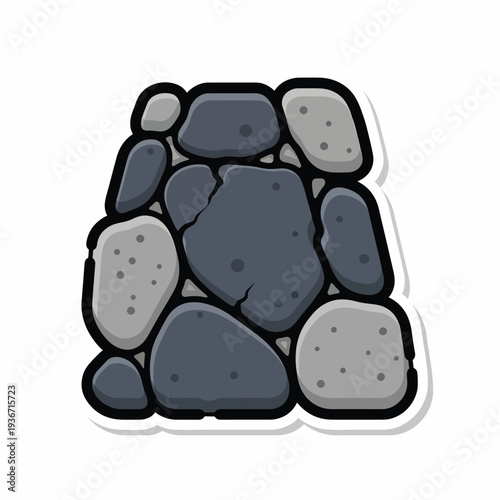 A cartoonish illustration of a cluster of gray stones