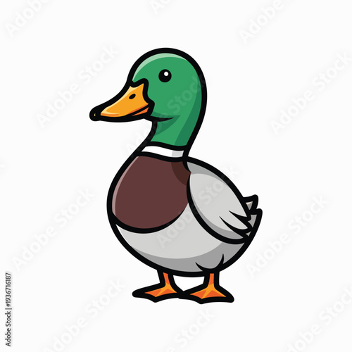 A cartoon duck with green head and orange beak (1)