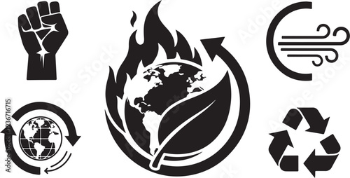Environmental icons for eco friendly and sustainable living