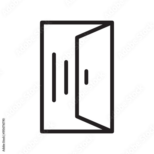 Opened door icon. Outline opened door vector icon for web design isolated on white background
