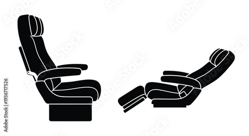 Reclining armchair in two positions a sleek black silhouette