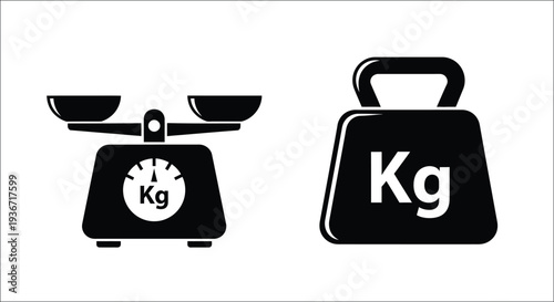 Black scale with kilogram weight a simple graphic silhouette
