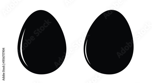 Two dark egg shapes against a white background a striking silhouette