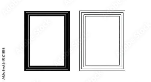 Two rectangular frames one dark and one light in a minimalist silhouette