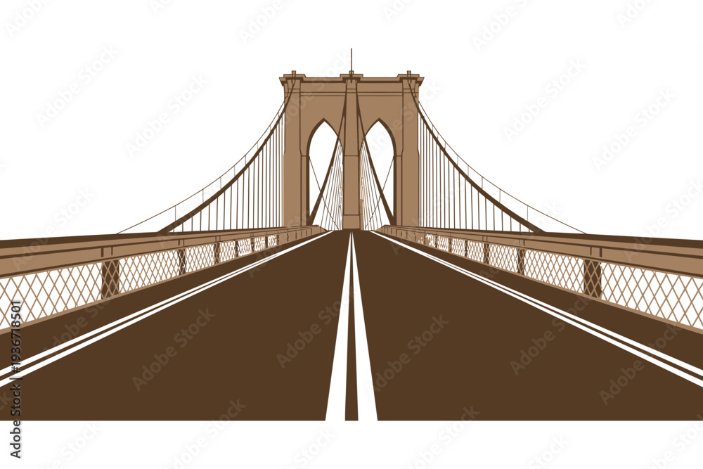 Fototapeta premium A brown suspension bridge illustration with a beige background