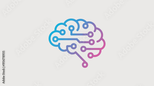Brain Circuit Gradient Blue Purple Logo
